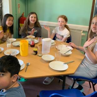 A big breakfast before the first day of adventure at Trewern.